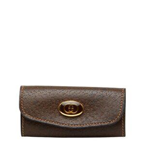 Gucci Vintage Key Case 3 Rows Brown Leather Key Holder